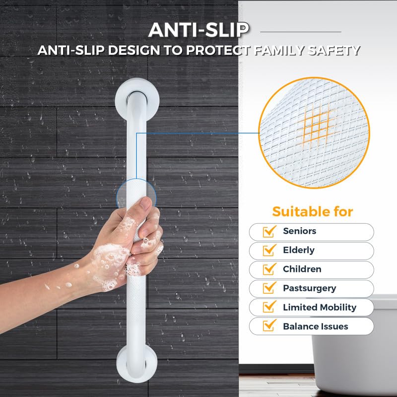 Grab Bars for Shower, 2 Pack 16-Inch Anti Slip Shower Handles for Elderly, Safety Shower Grab Bar, Stainless Steel Handicap Grab Bars for Bathroom (Polished Nickel 1" Diameter)