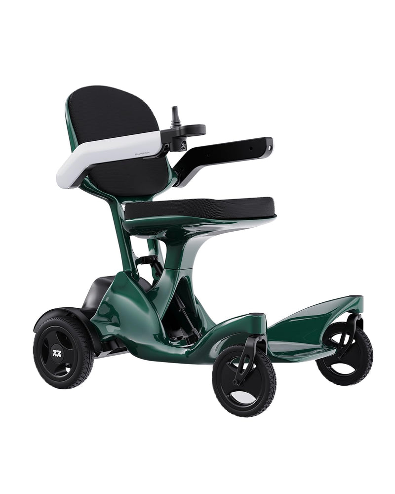 High-End Full Carbon Fiber Electric Wheelchair, 30 Miles All Terrain Motorized Wheelchair w/Dual Lithium Batteries and Brushless Motors,Foldable Power Electric Wheelchair for Adults,Airline Approved