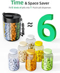 PULIV Large Pill Bottle Organizer, Supplement Organizer for Holding 6 Various Vitamins, Pill Box Case with Anti-Mixing & Wide Opening Design, Easy to Retrieve Meds, Includes 20 Pcs Stick-on Labels