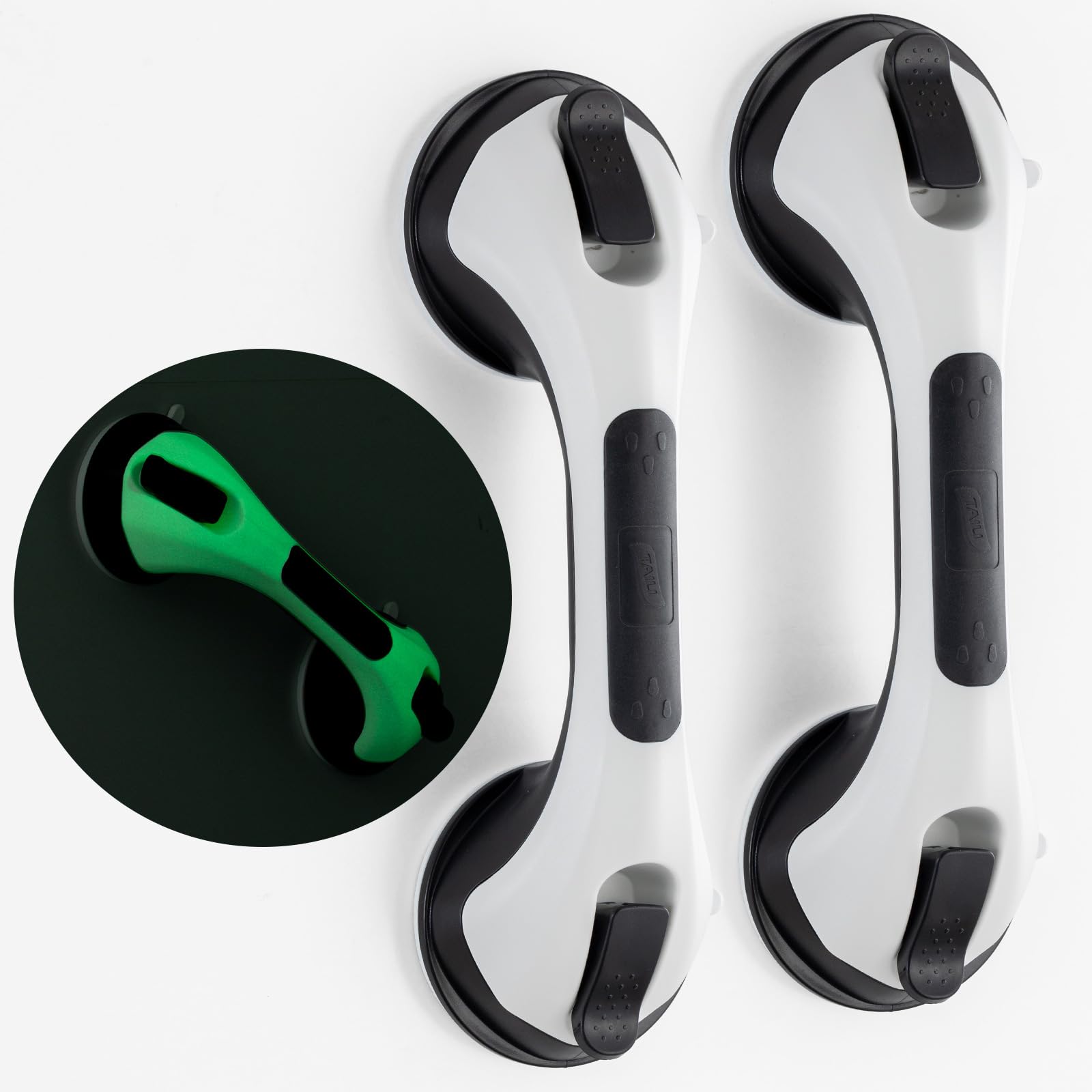 TAILI Grab Bars for Bathtubs and Showers 2 Pack Suction Grab Bar, Heavy Duty Shower Handle Removable Bath Handrails for Seniors and Elderly, Bathroom Safety Grip No Drilling Waterproof,Grey