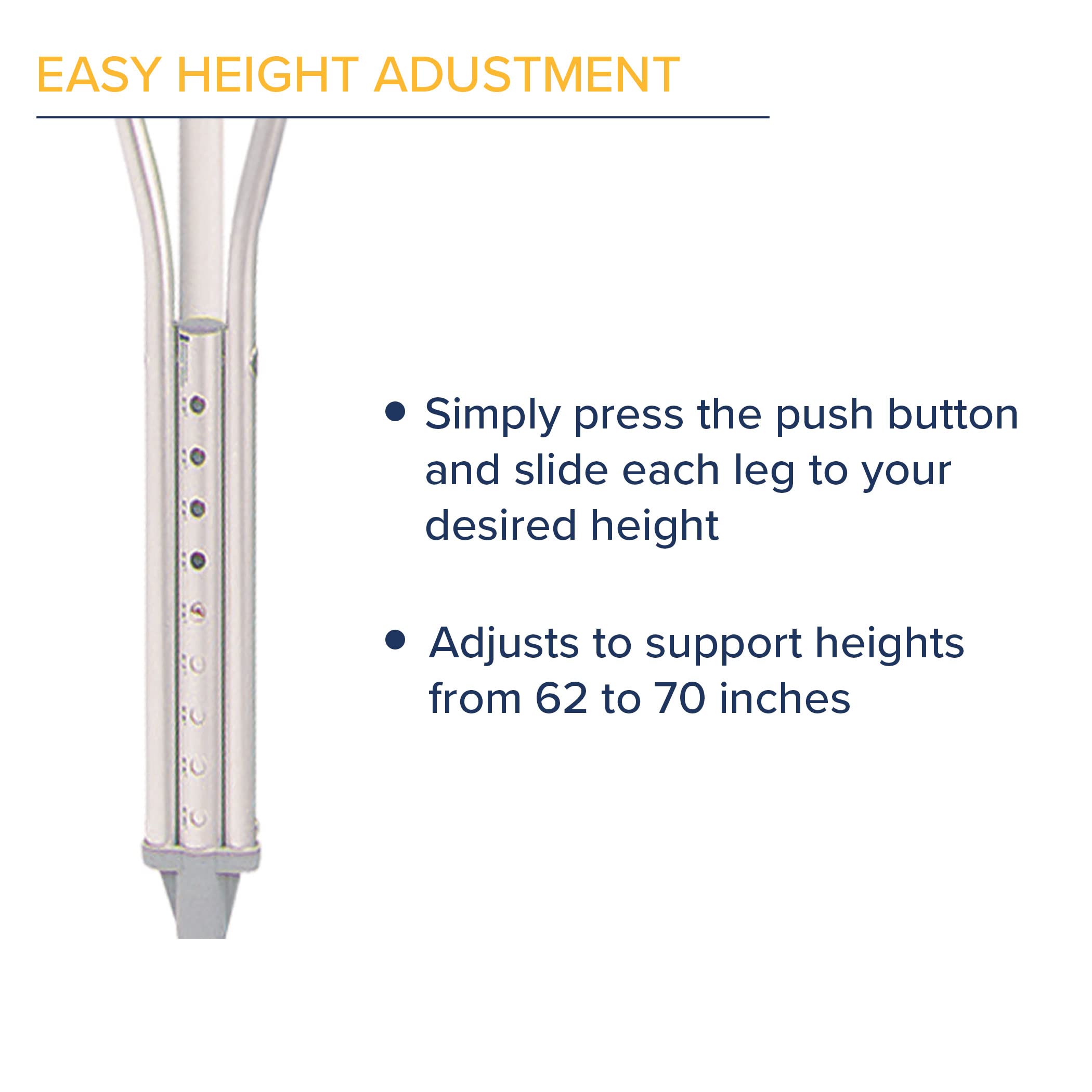 Hugo Mobility Adjustable Crutches for Walking, Tall Adult Walking Crutches, Comfortable Lightweight Crutches with Underarm Pad and Hand Grip