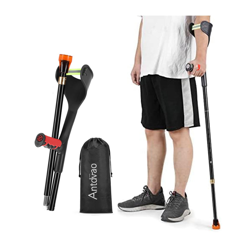 Forearm Crutch for Adults(x1 Unit), Forearm Crutch with Cuffs, Anti-Drop, Crutch for Walking, Forearm Crutch Lightweight Adjustable, Aluminum Forearm Crutch, Black Crutch (Single Black)
