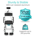 Vive Reclining Shower Chair with Wheels - Commode Wheelchair for Seniors, Disabled, Bariatric & Handicap - Padded Transfer Rolling Chairs with Arms - Portable & Waterproof - Extra Wide Seat