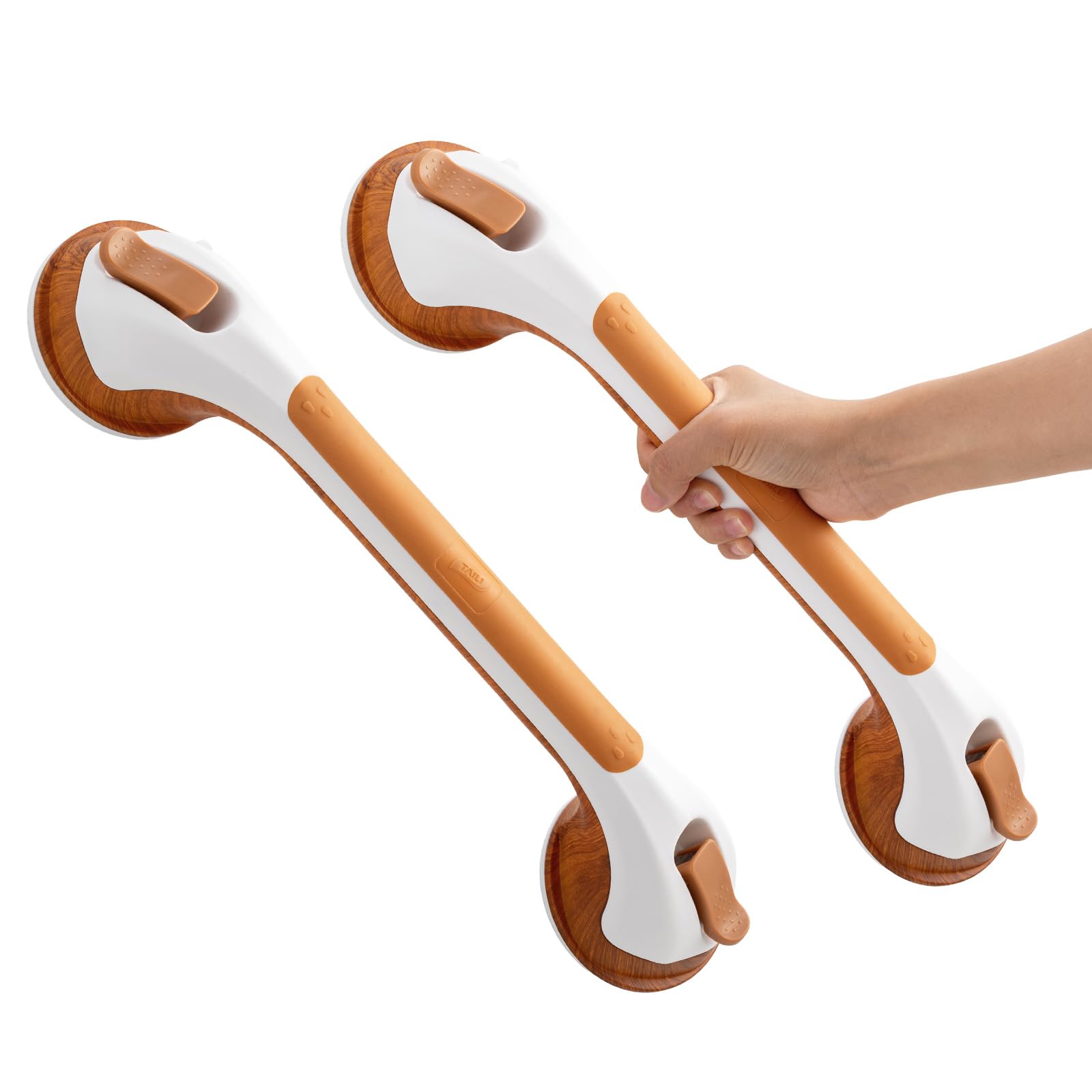 TAILI Grab Bars for Bathtubs and Showers 2 Pack Suction Grab Bar, Heavy Duty Shower Handle Removable Bath Handrails for Seniors and Elderly, Bathroom Safety Grip No Drilling Waterproof,Grey
