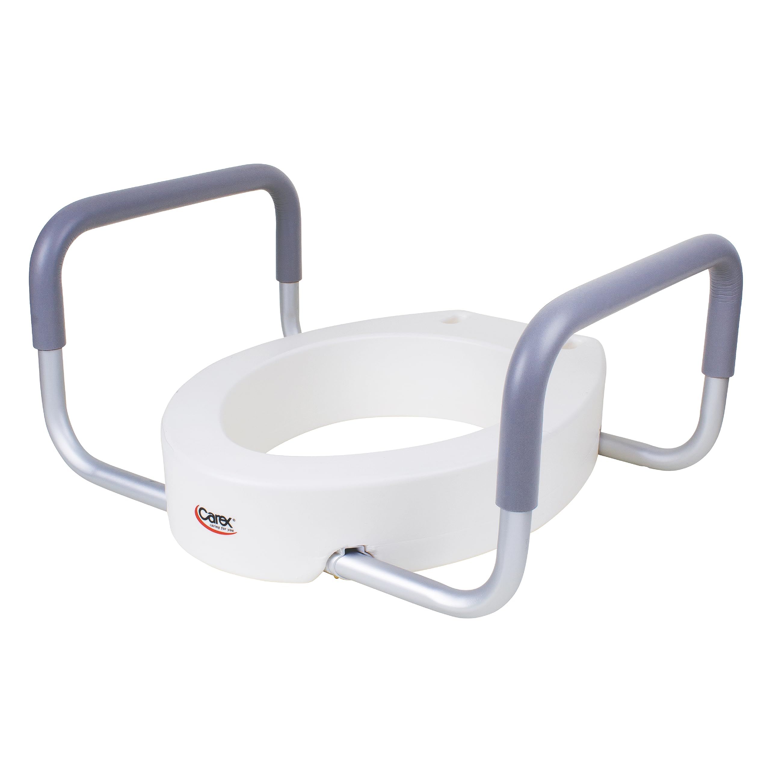 Carex 3.5 Inch Raised Toilet Seat with Arms, Elongated Toilet Seat Riser, 300 lbs Capacity, Elevating and Raising Seat for Elderly and Handicap, Universal, Slip-Resistant with Padded Handles, White