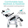 Vive Reclining Shower Chair with Wheels - Commode Wheelchair for Seniors, Disabled, Bariatric & Handicap - Padded Transfer Rolling Chairs with Arms - Portable & Waterproof - Extra Wide Seat