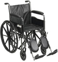 Drive Medical SSP220DDA-ELR Silver Sport 2 Full-Reclining Transport Wheelchair with Detachable Desk Arms and Swing-Away Elevating Leg Rest, Black