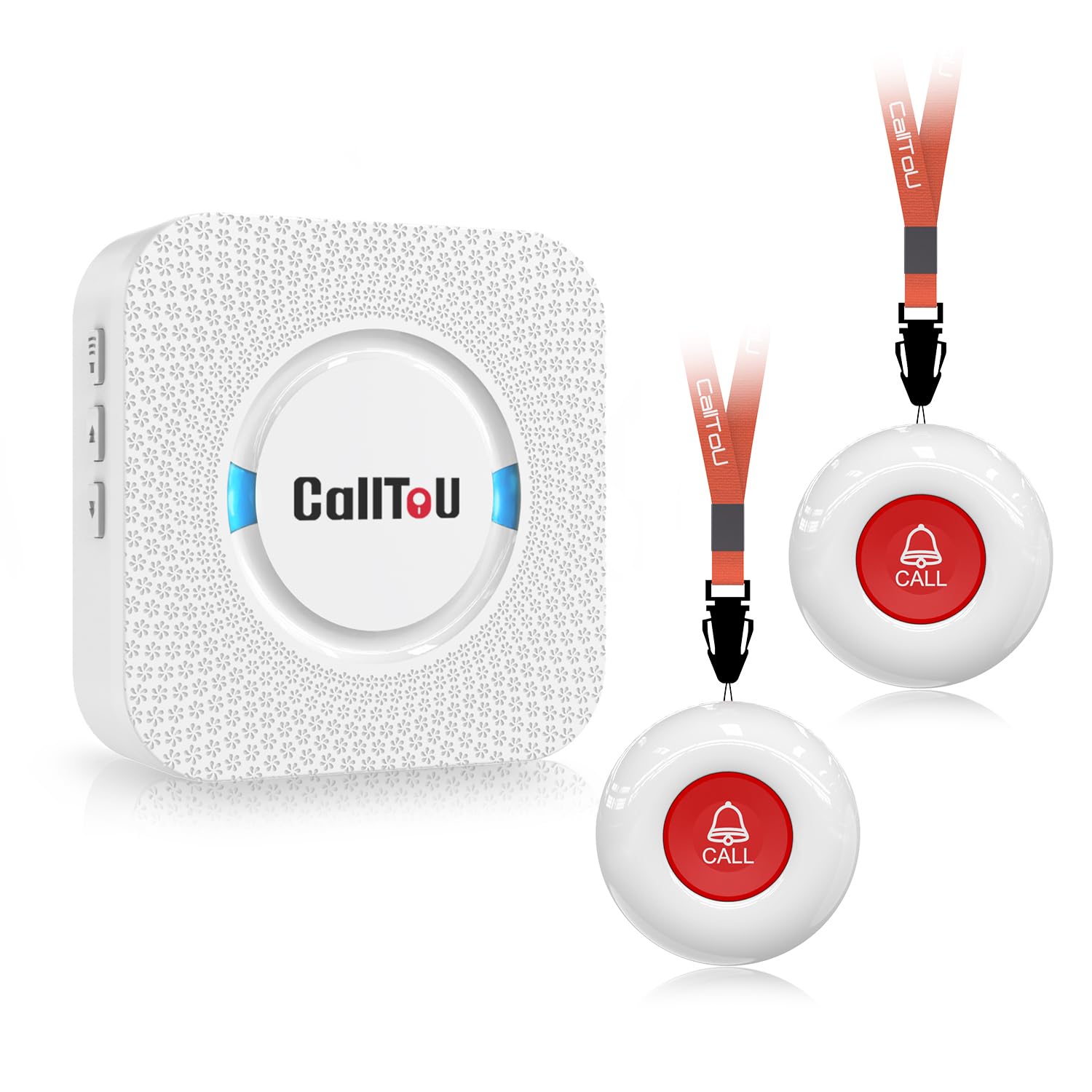 CallToU Caregiver Pager Wireless Call Button Nurse Alert System 500+ Feet for Home/Elderly/Patient/Disabled 1 Plugin Receiver 1 Waterproof Transmitter