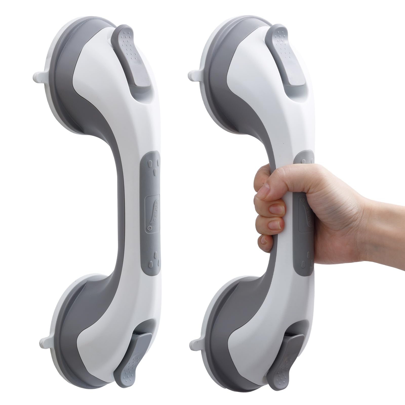 TAILI Grab Bars for Bathtubs and Showers 2 Pack Suction Grab Bar, Heavy Duty Shower Handle Removable Bath Handrails for Seniors and Elderly, Bathroom Safety Grip No Drilling Waterproof,Grey