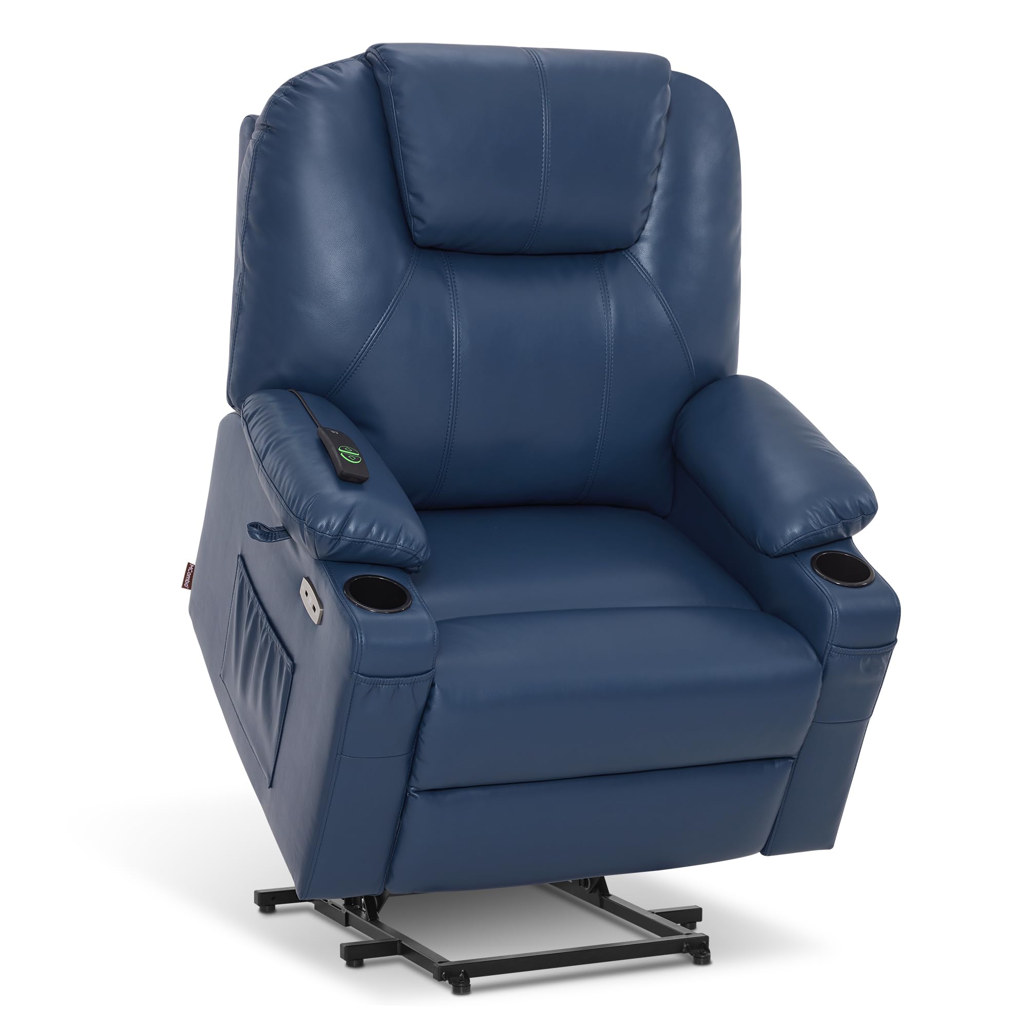 MCombo Electric Power Lift Recliner Chair Sofa with Massage and Heat for Elderly, 3 Positions, 2 Side Pockets, and Cup Holders, USB Ports, Faux Leather 7040 (Light Brown, Medium)