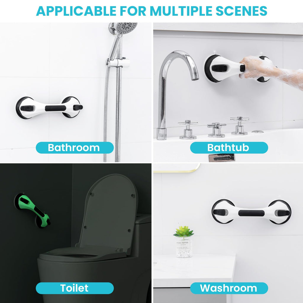 TAILI Grab Bars for Bathtubs and Showers 2 Pack Suction Grab Bar, Heavy Duty Shower Handle Removable Bath Handrails for Seniors and Elderly, Bathroom Safety Grip No Drilling Waterproof,Grey