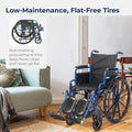 Drive Medical BLS18FBD-ELR Blue Streak Lightweight Wheelchair with Swing-Away Elevating Leg Rests and Flip-Back Arms