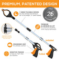 EZPIK Pro 36" Flexible Folding Grabber Tool for Elderly + Magnets, Reacher for Disabled & Seniors Heavy Duty Rotating Grippers for Reaching Underneath, Trash Grabbers & Pickers for Mobility