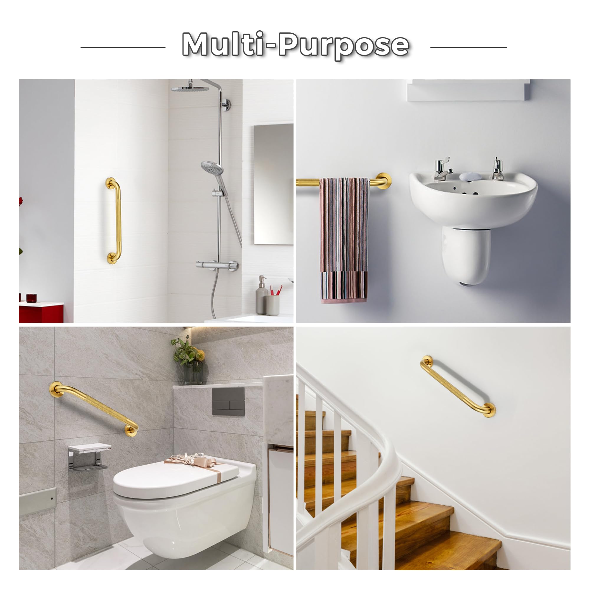 Grab Bars for Shower, 2 Pack 16-Inch Anti Slip Shower Handles for Elderly, Safety Shower Grab Bar, Stainless Steel Handicap Grab Bars for Bathroom (Polished Nickel 1" Diameter)