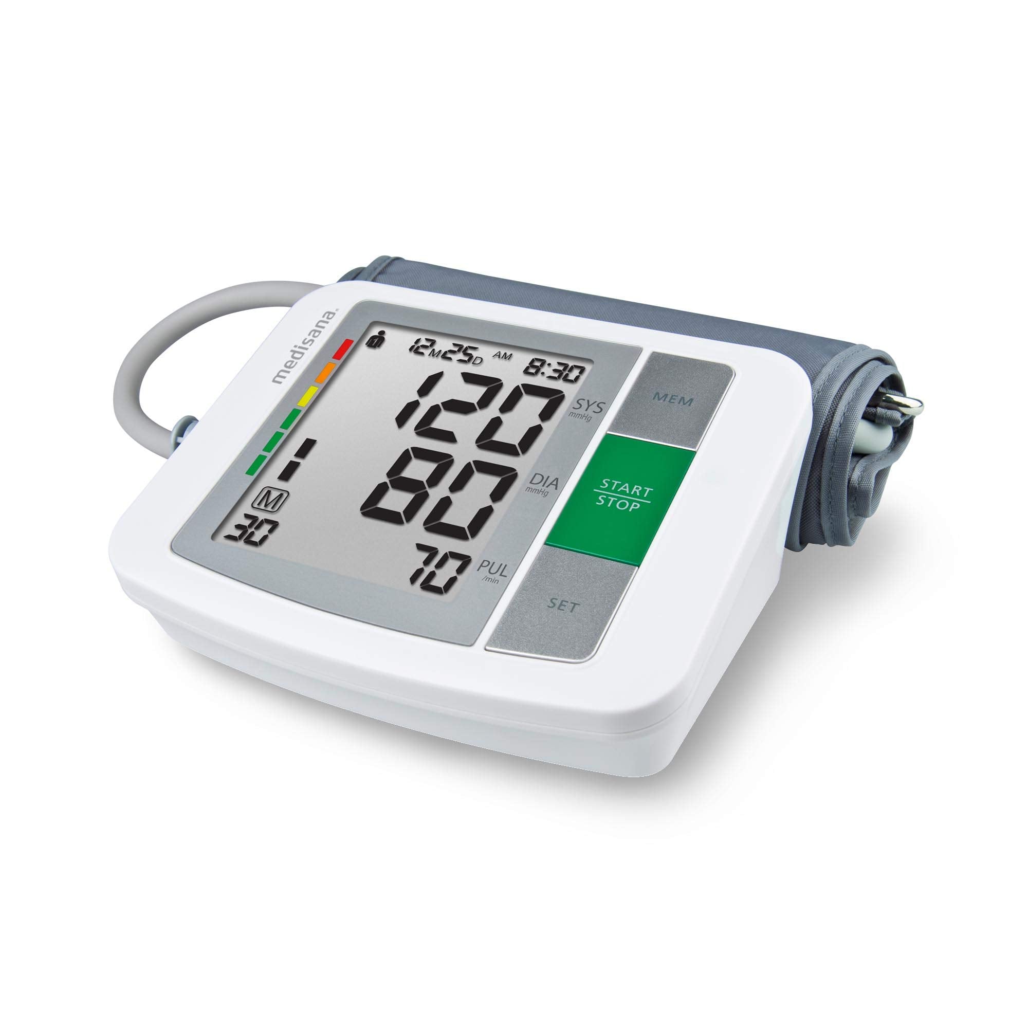 Blood Pressure Monitor with 2x199 Sets Memory, Medisana Automatic Upper Arm Blood Pressure Monitor for Home Use, 4.5" Color LED Backlit Display, Adjustable Large Cuff, Home Hypertension Detector