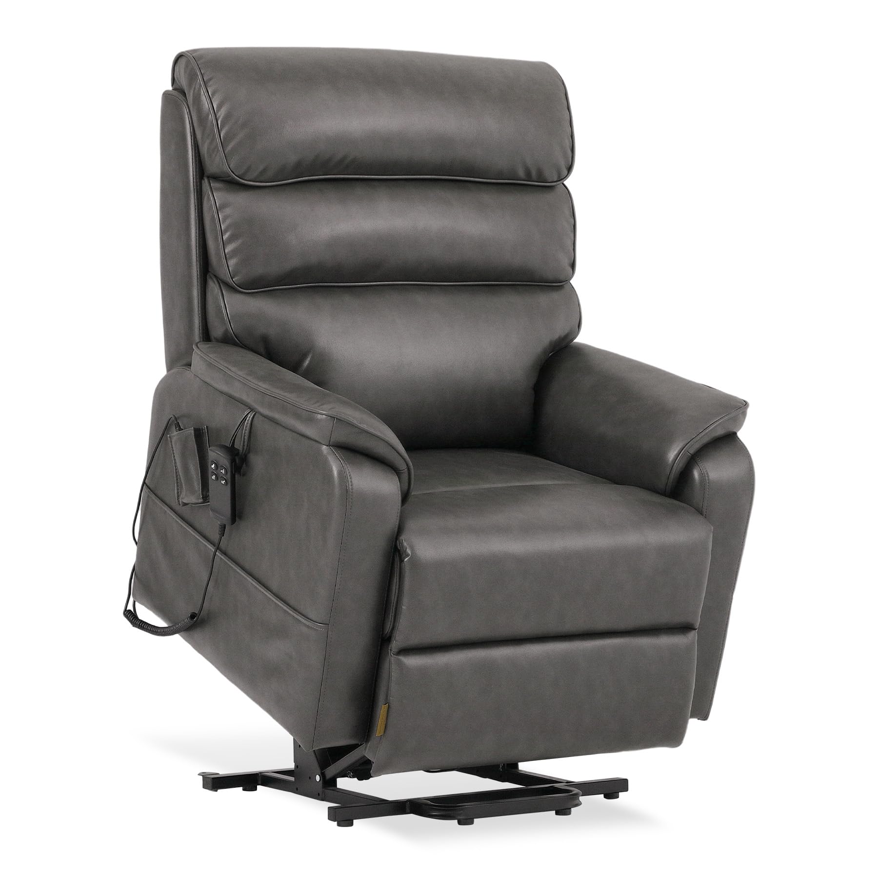 DYNOX Big Tall Man Large-Wide Power Dual Motor Lift Recliners Chairs for Elderly Lay Flat Lift Chair with Infinite Positions, Heat & Massage, Supports 400 LBS(9298L,Faux Leather,Brown)