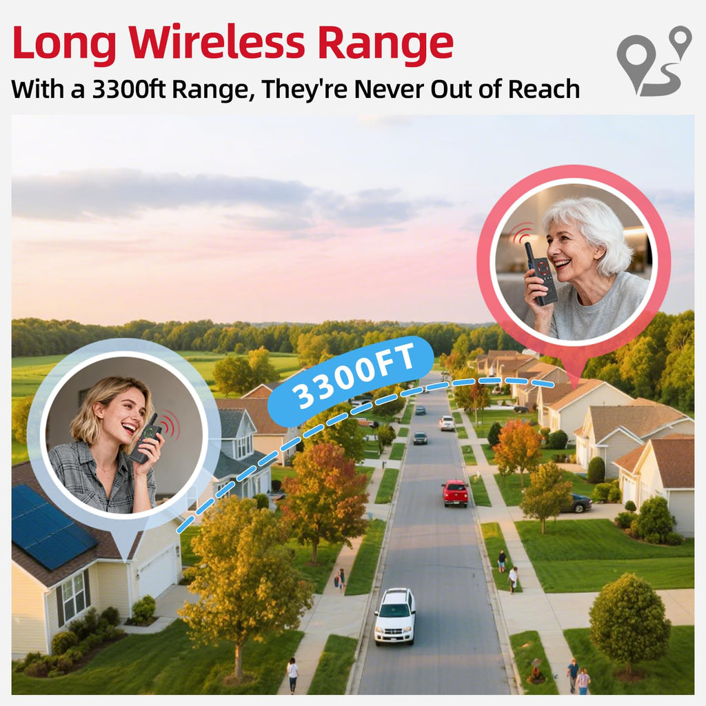 CallToU Wireless Caregiver Pager Smart Call System 2 SOS Call Buttons/Transmitters 2 Receivers Nurse Calling Alert Patient Help System for Home/Personal Attention Pager 500+Feet Plugin Receiver