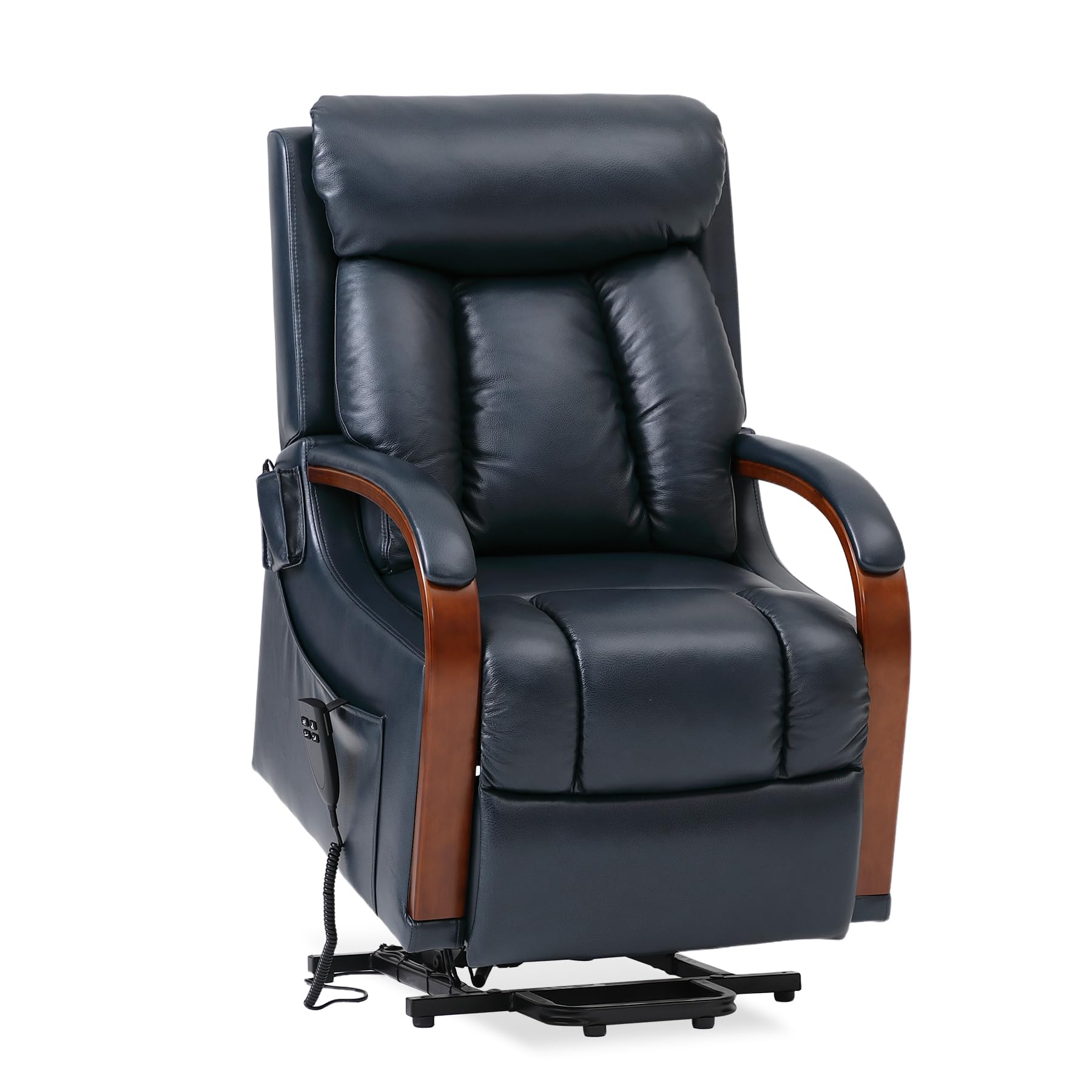 DYNOX Big Tall Man Large-Wide Power Dual Motor Lift Recliners Chairs for Elderly Lay Flat Lift Chair with Infinite Positions, Heat & Massage, Supports 400 LBS(9298L,Faux Leather,Brown)