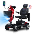 Metro Mobility 4 Wheel Powered Mobility Scooters, 300 lbs Capacity Mobility Scooters for Adults, Folding Mobility Scooter Lightweight, Electric Scooters for Seniors 10 Miles Range LED Light Red
