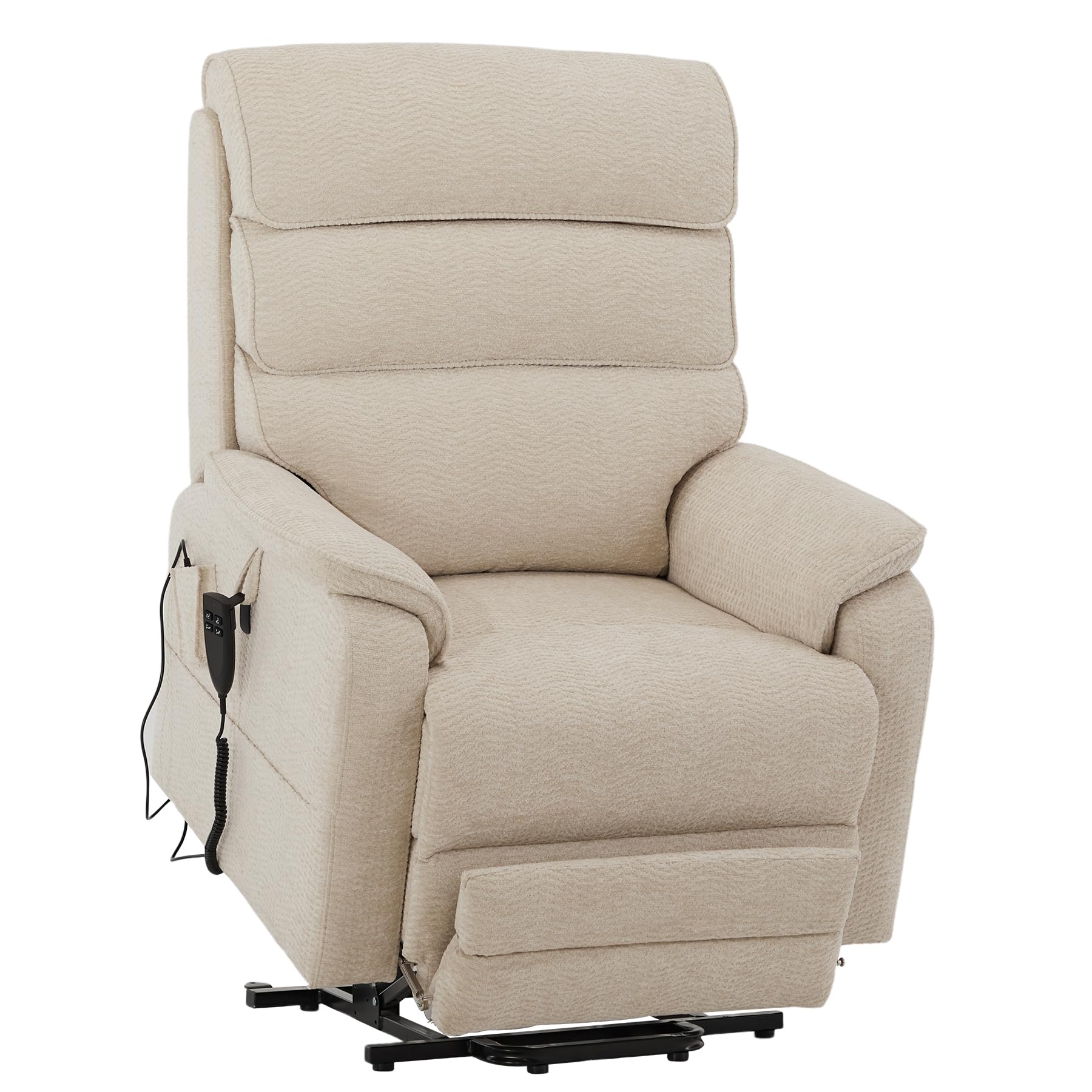 DYNOX Big Tall Man Large-Wide Power Dual Motor Lift Recliners Chairs for Elderly Lay Flat Lift Chair with Infinite Positions, Heat & Massage, Supports 400 LBS(9298L,Faux Leather,Brown)
