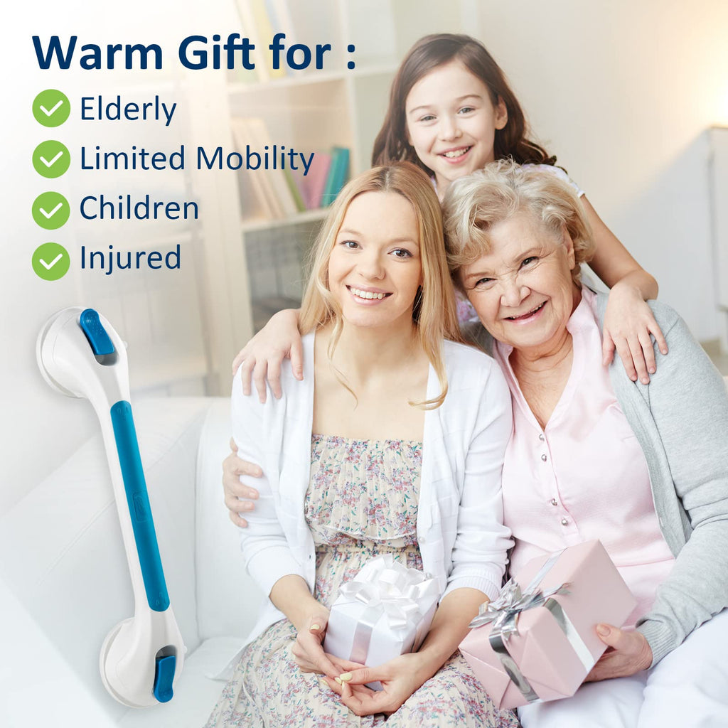 TAILI Grab Bars for Bathtubs and Showers 2 Pack Suction Grab Bar, Heavy Duty Shower Handle Removable Bath Handrails for Seniors and Elderly, Bathroom Safety Grip No Drilling Waterproof,Grey
