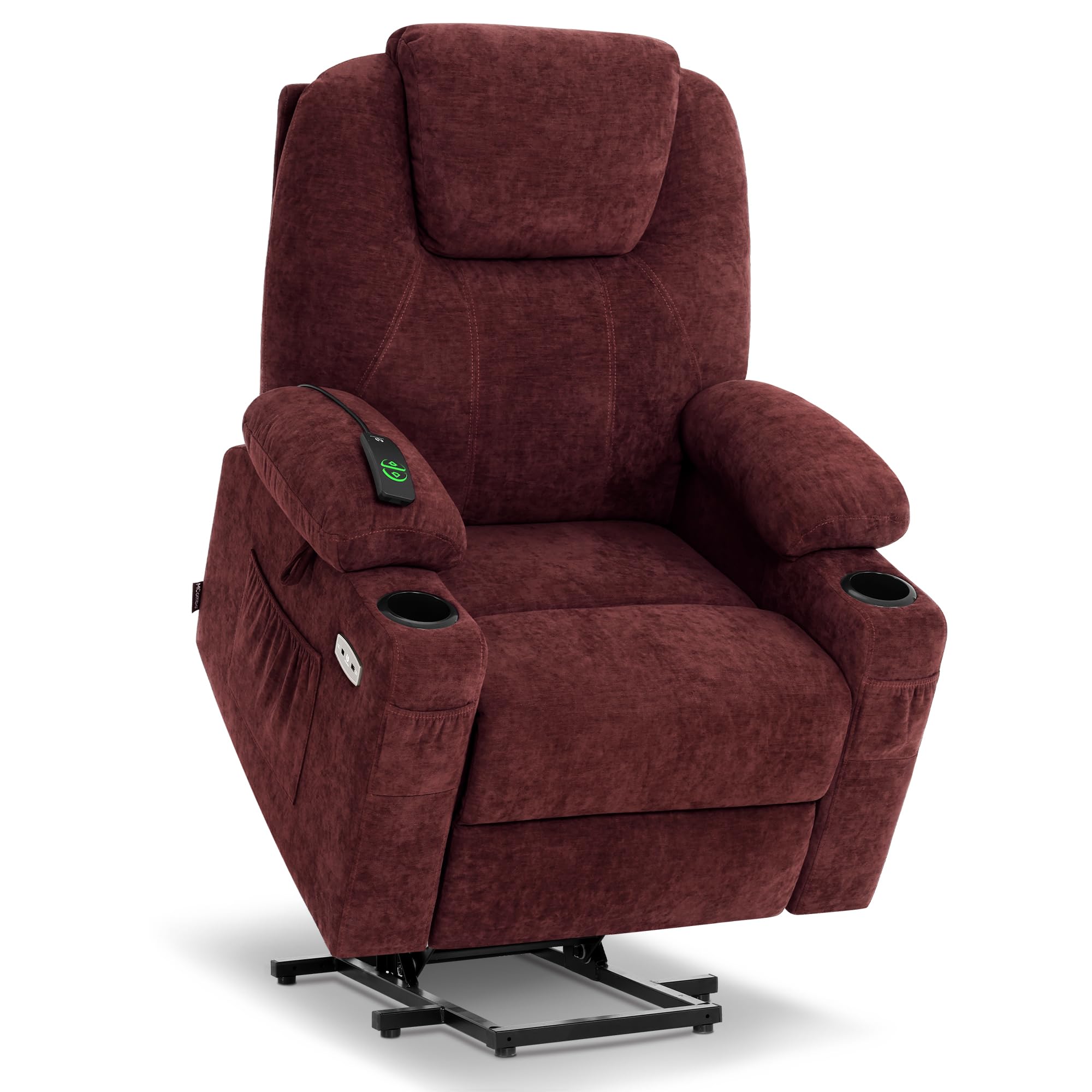 MCombo Power Lift Recliner Chair for Elderly, Lift Chair with Heat and Massage, FSC Certified, USB&Type C Ports, Cup Holders, Fabric 7040 (Medium, Gray)