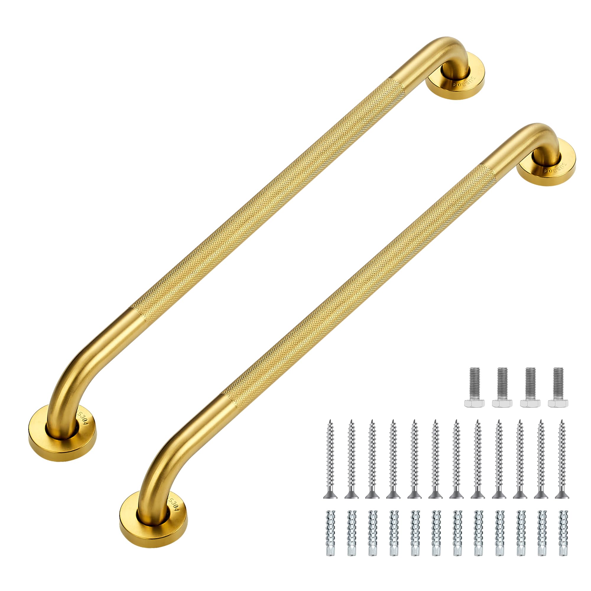 Grab Bars for Shower, 2 Pack 16-Inch Anti Slip Shower Handles for Elderly, Safety Shower Grab Bar, Stainless Steel Handicap Grab Bars for Bathroom (Polished Nickel 1" Diameter)