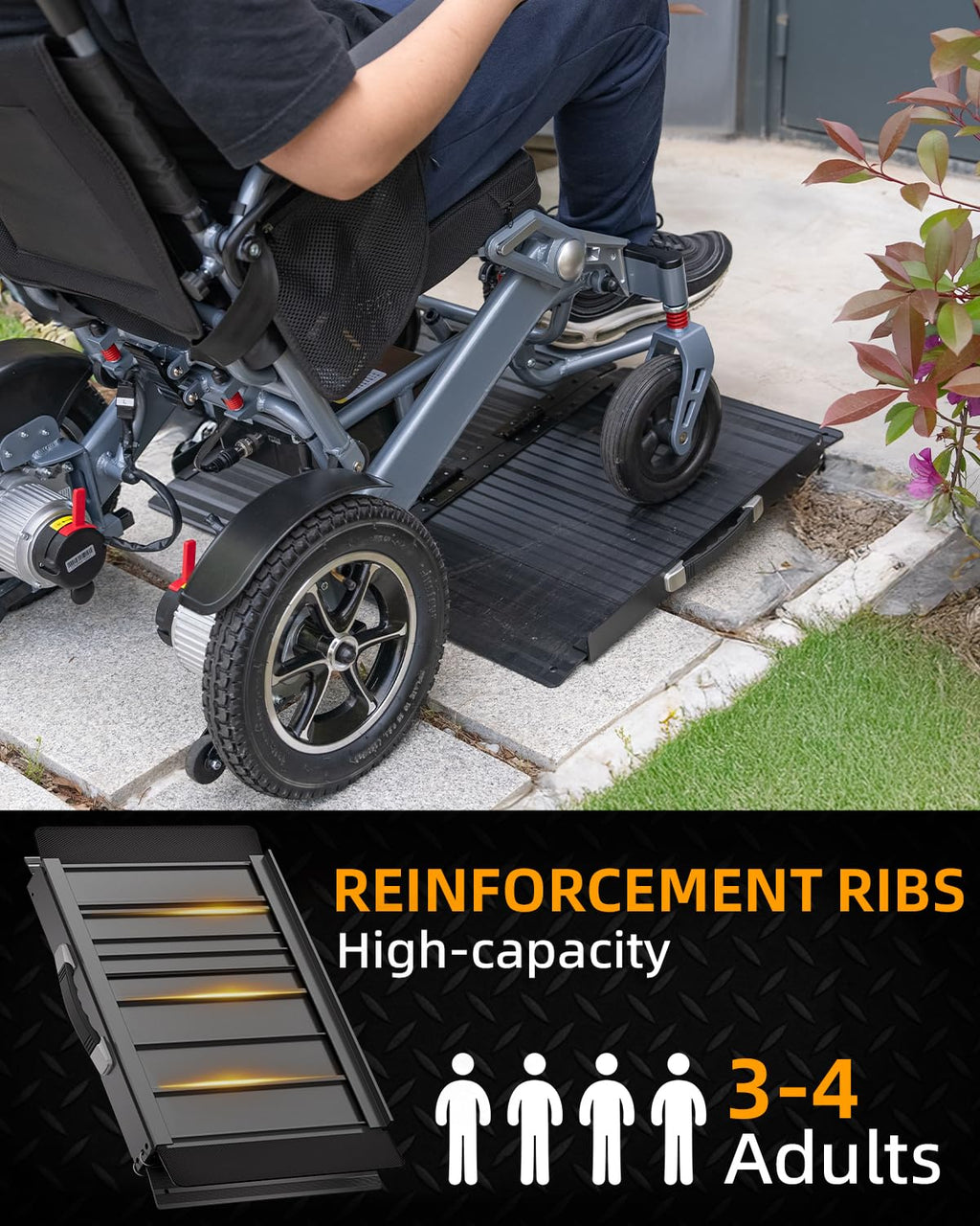 VNN Portable Wheelchair Ramp 4FT, Non-Slip Aluminum Folding Handicap Ramps, Door Threshold Wheelchair Ramps for Home, Threshold Ramp for Home Steps, Scooter Ramp, Doorways