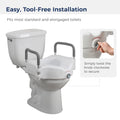 Drive Medical RTL12027RA 2-in-1 Raised Toilet Seat with Removable Padded Arms, Standard Seat