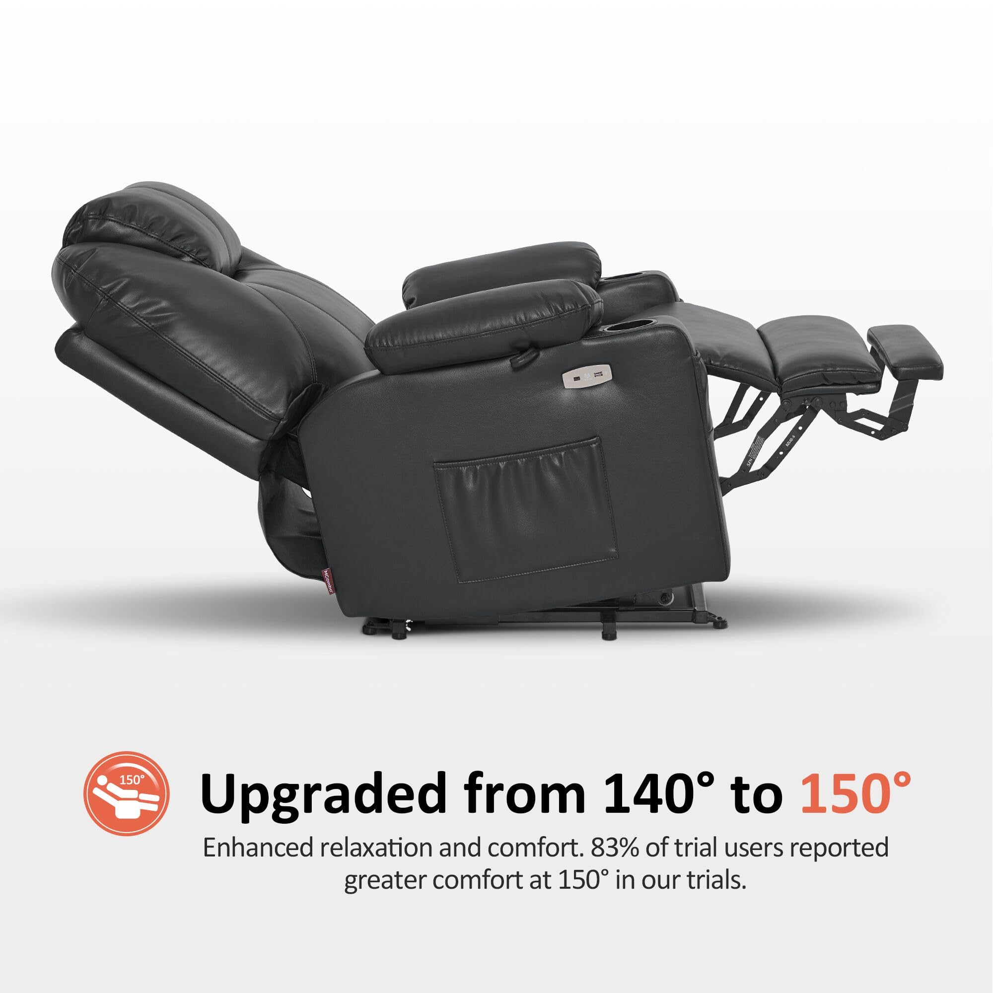 MCombo Electric Power Lift Recliner Chair Sofa with Massage and Heat for Elderly, 3 Positions, 2 Side Pockets, and Cup Holders, USB Ports, Faux Leather 7040 (Light Brown, Medium)