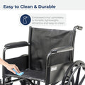Drive Medical SSP220DDA-ELR Silver Sport 2 Full-Reclining Transport Wheelchair with Detachable Desk Arms and Swing-Away Elevating Leg Rest, Black