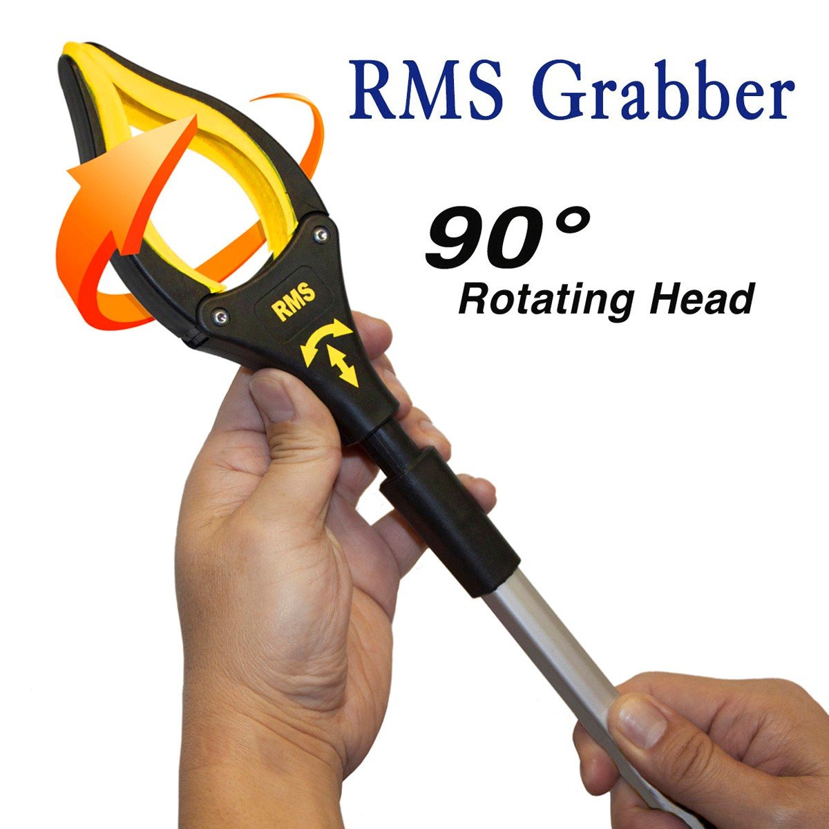 RMS 2-Pack 34 Inch Extra Long Grabber Reacher with Rotating Jaw - Mobility Aid Reaching Assist Tool