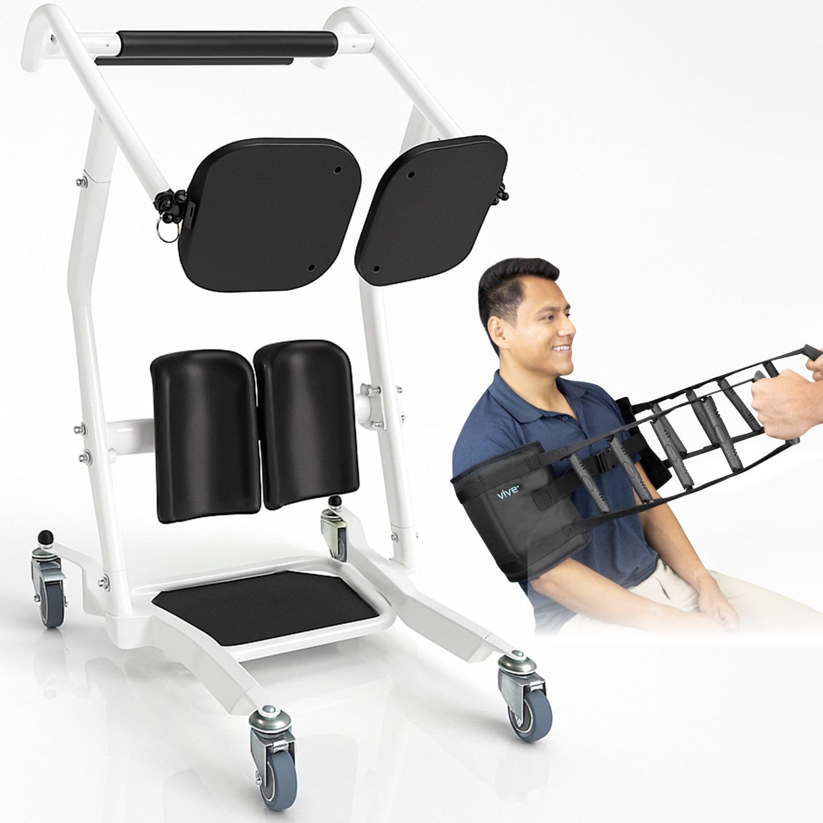 Vive Mobility Sit to Stand Patient Lift for Handicapped - Stand Assist Lift Aid for Home Care Use - Elderly Lift Assist Transfer Device - Transport Chair Stand Assist for Seniors, Adults & Disabled