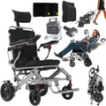 2025 New Reclining Electric Wheelchair for Adults, 30+ Miles Long Travel Range All Terrain Power Wheelchair with 2 Li-ion Battery, Lightweight Foldable Motorized Wheel Chair, with Headrest, Telescopic