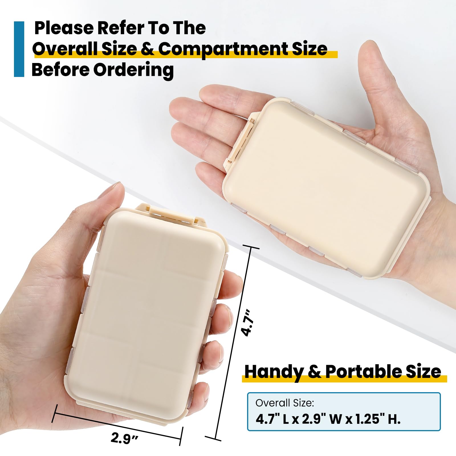 3 Pack 14 Grids Travel Pill Organizer Box with 415-Pcs Medicine Name Labels - Pocket Daily Pharmacy Case Container Kit - Travel Medication Holder Dispenser for Fish Oil Vitamin Supplement Storage