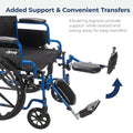 Drive Medical BLS18FBD-ELR Blue Streak Lightweight Wheelchair with Swing-Away Elevating Leg Rests and Flip-Back Arms