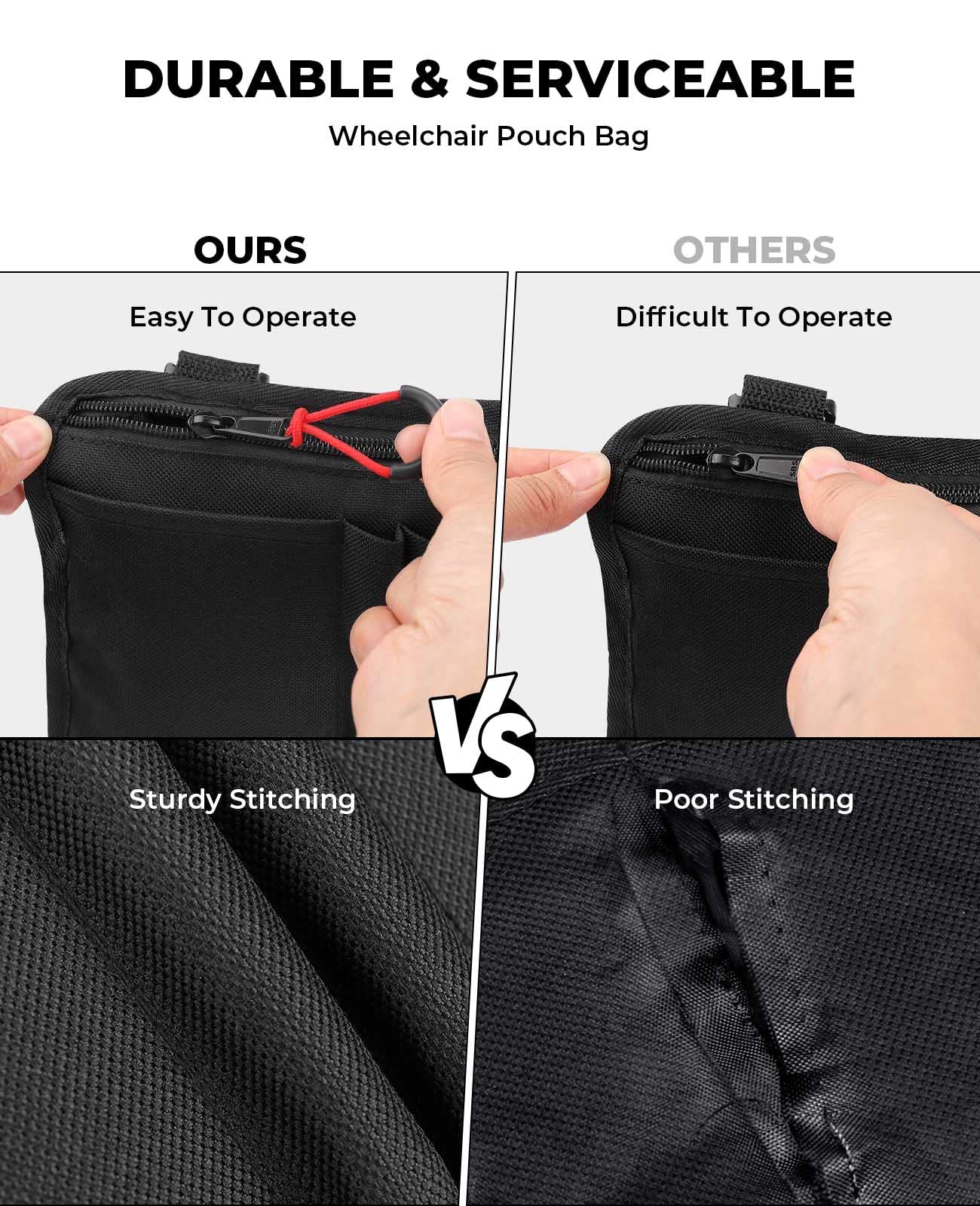 2 Pack Wheelchair Side Bag with Cup Holder, Wheelchair Armrest Pouch Accessories for Walker, Rollator, Electric Scooter Wheelchairs, Ideal Gift for Mother's Day & Father's Day