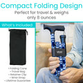 Vive Folding Cane - Foldable Walking Cane for Men, Women - Fold-up, Collapsible, Lightweight, Adjustable, Portable Hand Walking Stick - Balancing Mobility Aid - Comfortable Ergonomic Handle