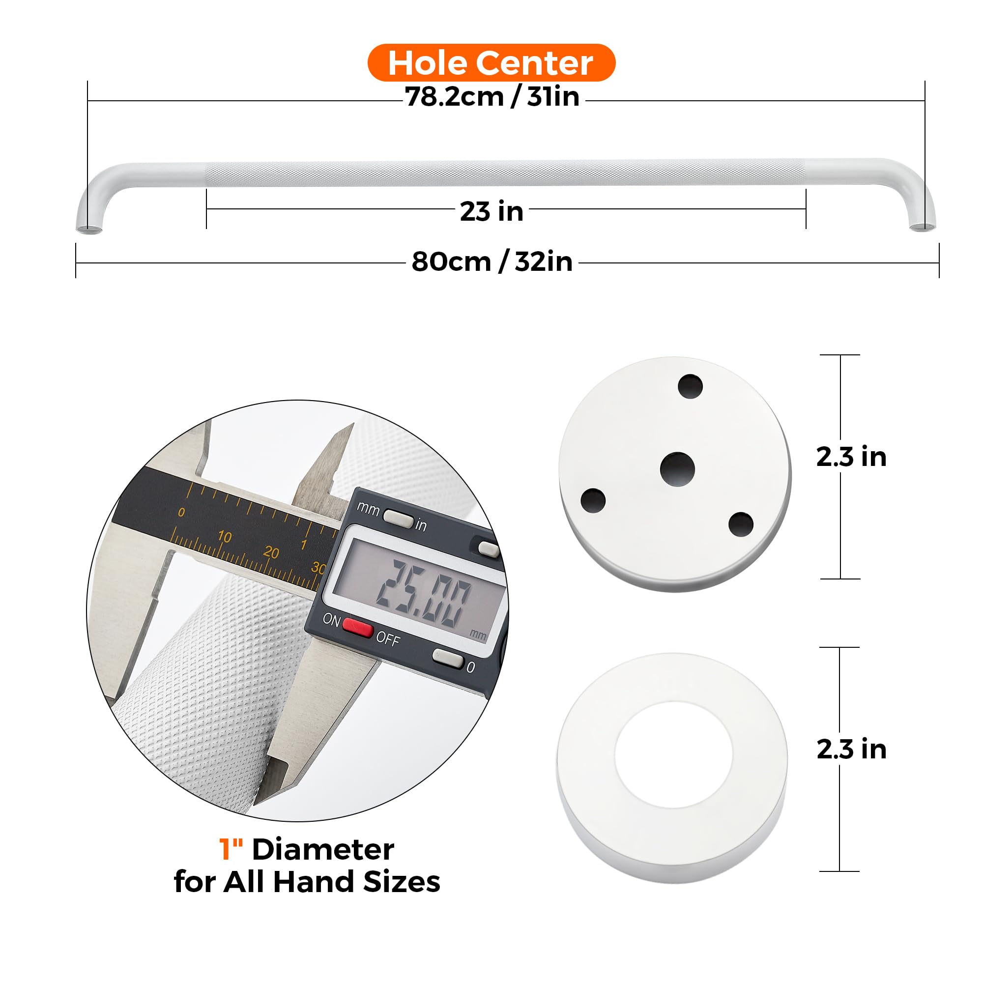 Grab Bars for Shower, 2 Pack 16-Inch Anti Slip Shower Handles for Elderly, Safety Shower Grab Bar, Stainless Steel Handicap Grab Bars for Bathroom (Polished Nickel 1" Diameter)