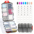 3 Pack 14 Grids Travel Pill Organizer Box with 415-Pcs Medicine Name Labels - Pocket Daily Pharmacy Case Container Kit - Travel Medication Holder Dispenser for Fish Oil Vitamin Supplement Storage