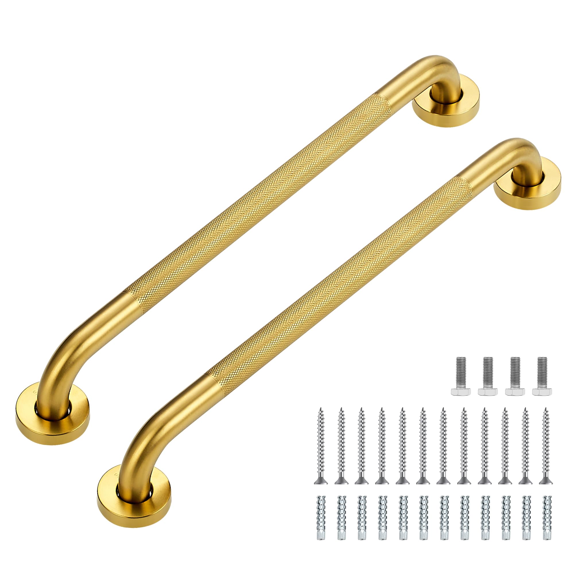 Grab Bars for Shower, 2 Pack 16-Inch Anti Slip Shower Handles for Elderly, Safety Shower Grab Bar, Stainless Steel Handicap Grab Bars for Bathroom (Polished Nickel 1" Diameter)