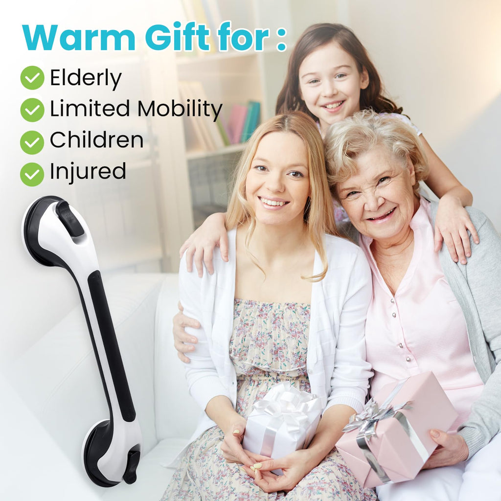 TAILI Grab Bars for Bathtubs and Showers 2 Pack Suction Grab Bar, Heavy Duty Shower Handle Removable Bath Handrails for Seniors and Elderly, Bathroom Safety Grip No Drilling Waterproof,Grey