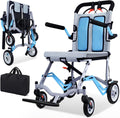 Super Lightweight Portable Transit Travel Wheelchair, Upgraded Folding Transport Wheelchairs (Weight 26.7lbs) for Adults and Seniors, Come with Telescopic Handle and Travel Bag