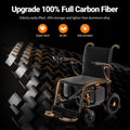 28lbs Ultralight 28 Miles Long Range 100% Carbon Fiber Travel Electric Wheelchairs for Adults, FreeWink Foldable Portable Electric Wheelchairs with 2 Lithium Batteries for All Terrain Airline Approved