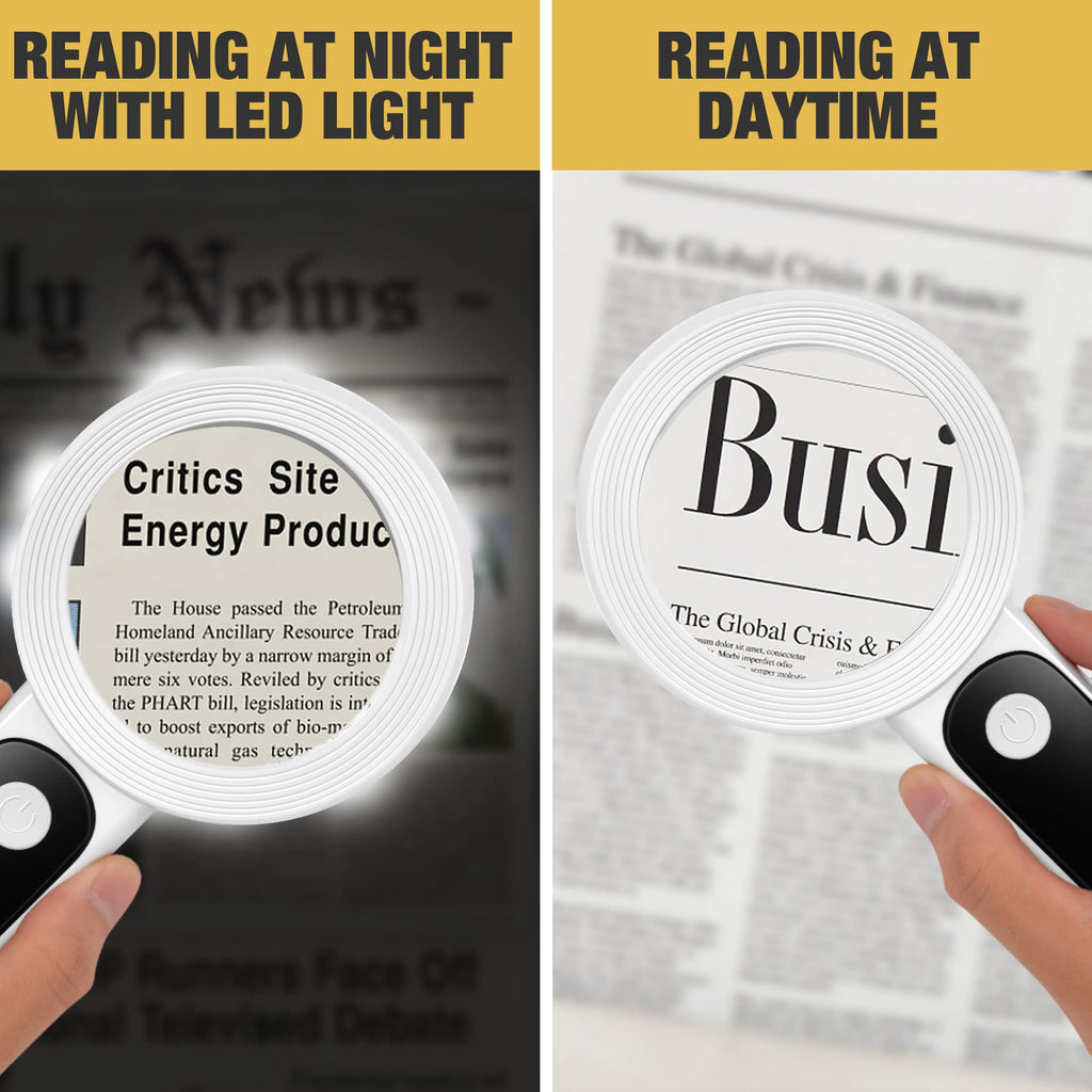 JMH Magnifying Glass with Light, 30X Handheld Large 18LED Cold and Warm Light with 3 Modes, Illuminated Magnifier for Seniors Reading, Inspection, Coins, Jewelry, Exploring