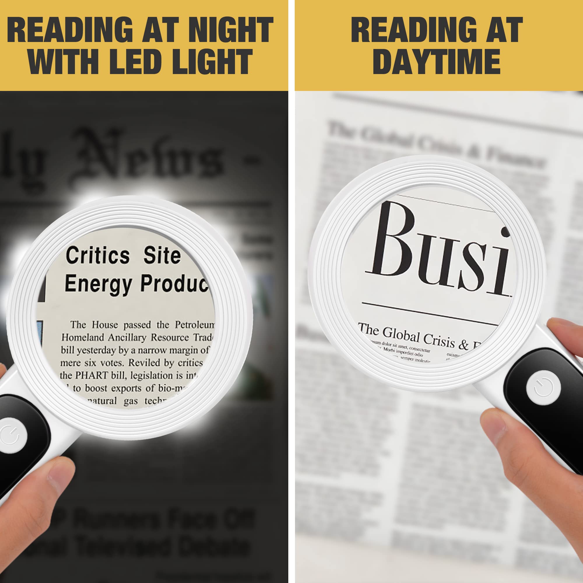 JMH Magnifying Glass with Light, 30X Handheld Large 18LED Cold and Warm Light with 3 Modes, Illuminated Magnifier for Seniors Reading, Inspection, Coins, Jewelry, Exploring