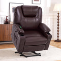 MCombo Electric Power Lift Recliner Chair Sofa with Massage and Heat for Elderly, 3 Positions, 2 Side Pockets, and Cup Holders, USB Ports, Faux Leather 7040 (Light Brown, Medium)