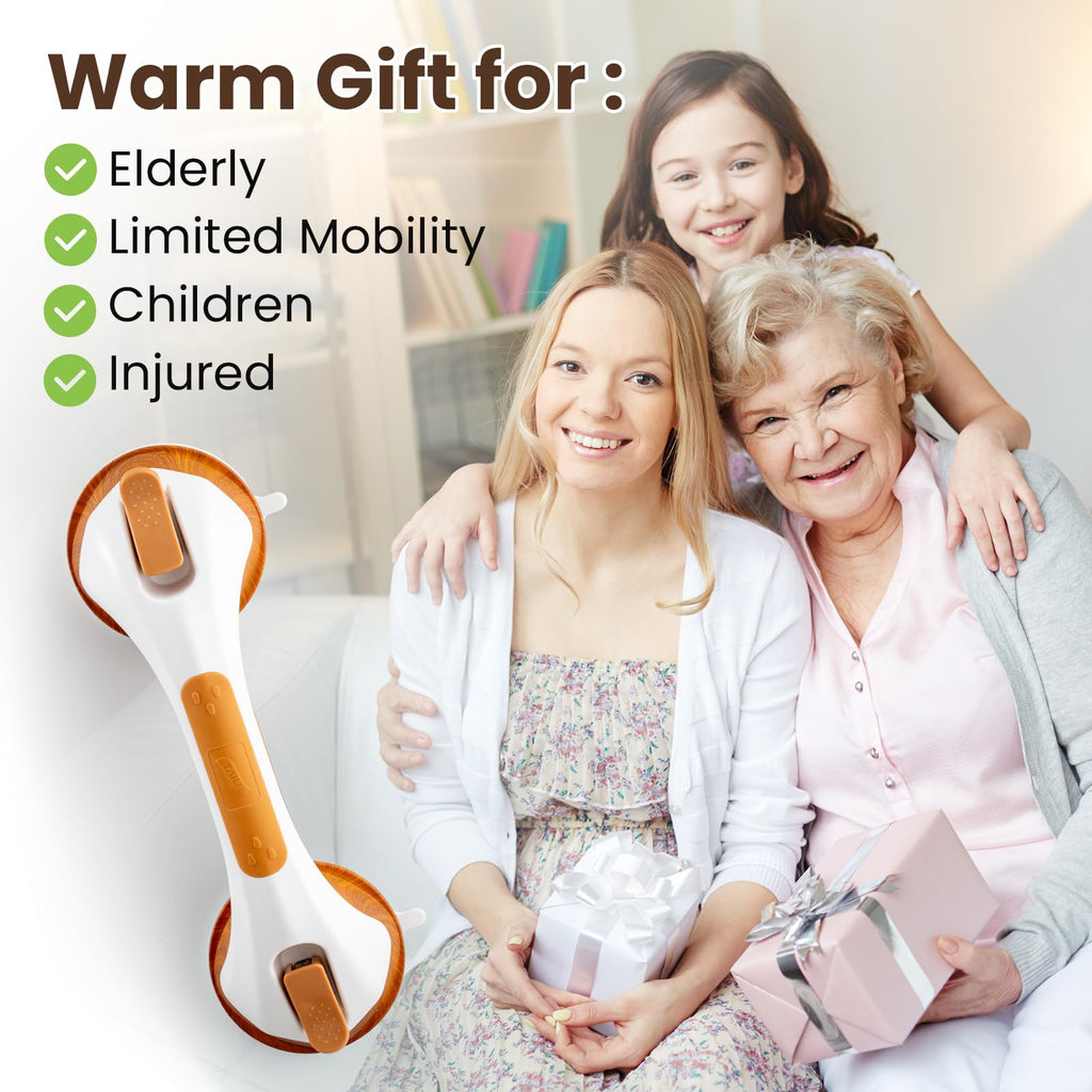 TAILI Grab Bars for Bathtubs and Showers 2 Pack Suction Grab Bar, Heavy Duty Shower Handle Removable Bath Handrails for Seniors and Elderly, Bathroom Safety Grip No Drilling Waterproof,Grey
