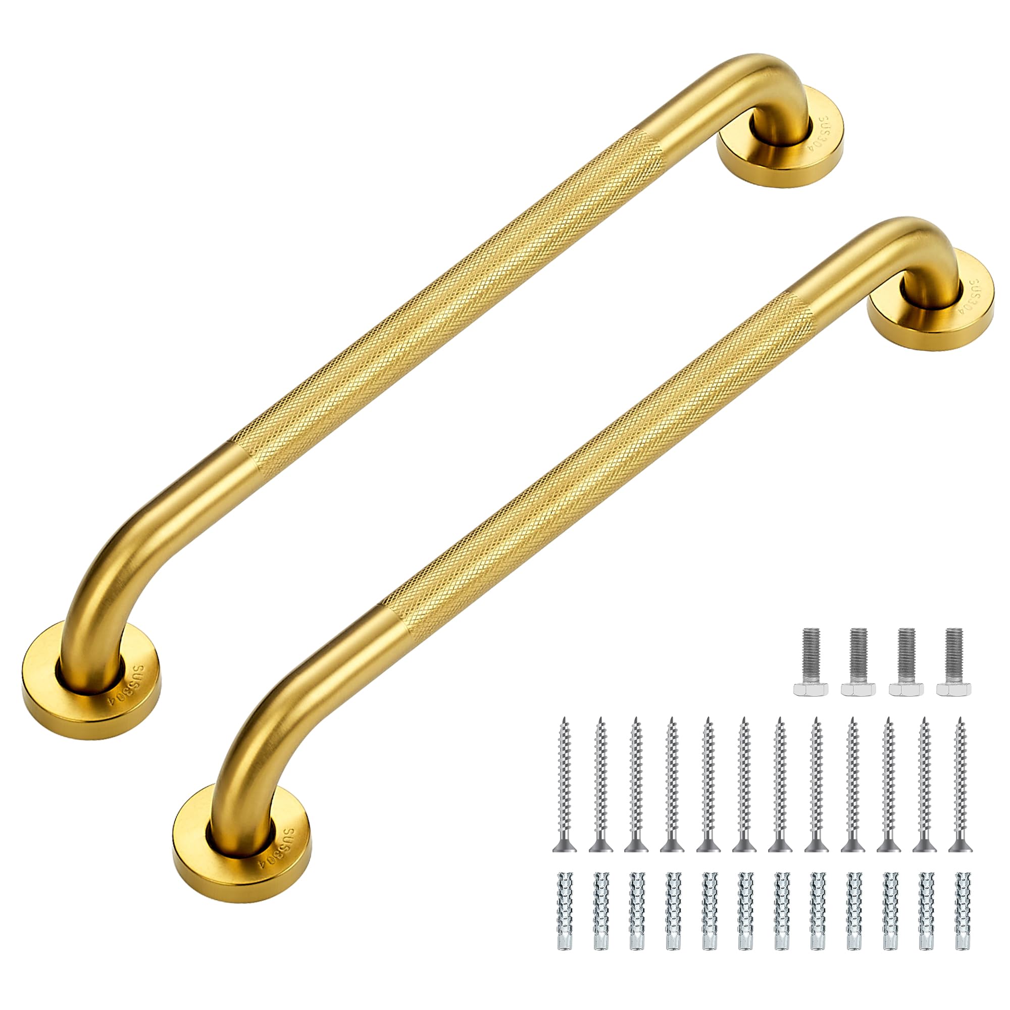 Grab Bars for Shower, 2 Pack 16-Inch Anti Slip Shower Handles for Elderly, Safety Shower Grab Bar, Stainless Steel Handicap Grab Bars for Bathroom (Polished Nickel 1" Diameter)