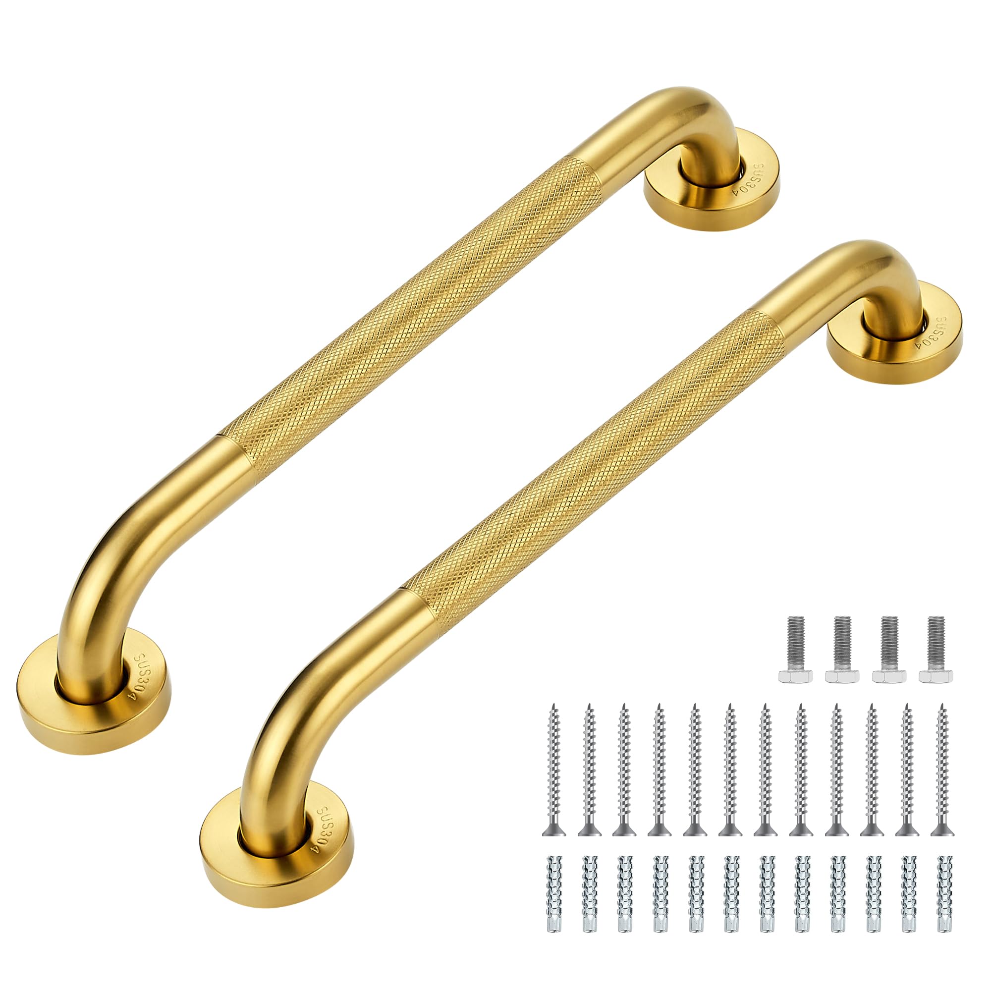 Grab Bars for Shower, 2 Pack 16-Inch Anti Slip Shower Handles for Elderly, Safety Shower Grab Bar, Stainless Steel Handicap Grab Bars for Bathroom (Polished Nickel 1" Diameter)